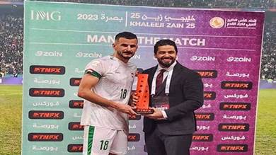 هداف "خليجي 25" يحصد جائزة الأفضل في مباراة العراق وقطر